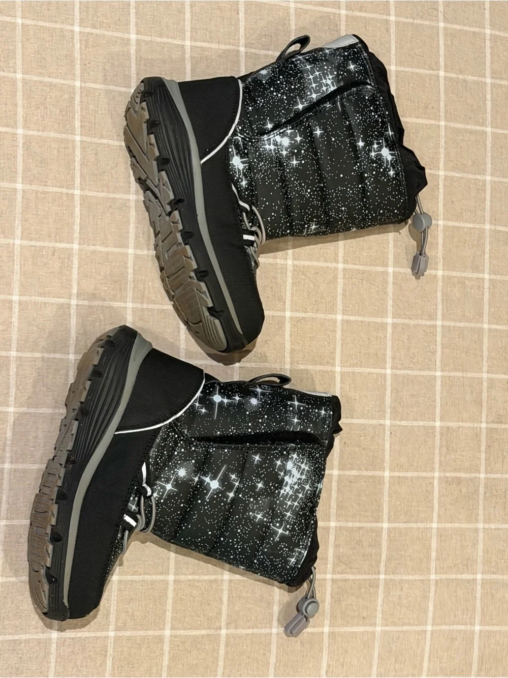 Kids Black Space Galaxy Winter Snow Boots